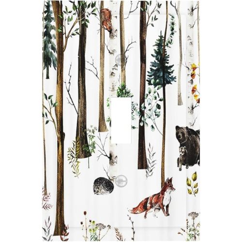 Forest Animal Light Switch Plate Cover Deer Fox Wildlife Decorative 1 Gang Single Toggle Wall Plate Electrical Switchplate for Farmhouse Country Home Decorate Faceplate