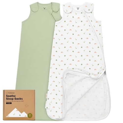 2-Pack Organic Baby Sleep Sacks, 100% Cotton - Soft & Breathable 0.5TOG Baby Wearable Blanket, Toddler Sleeping Sack 6-18 months, Easy to Wear Transitional Swaddles for Newborns, Infants(Roarsome, M)