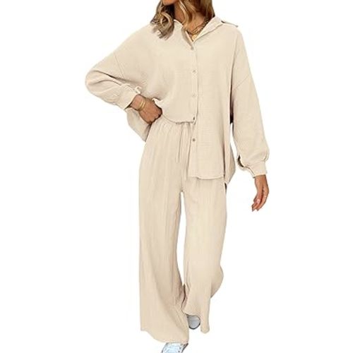AUTOMET Womens 2 Piece 2024 Spring Clothes Fashion Outfits Two Piece Matching Wide Leg Palazzo Pants Sets Tracksuit Clothes