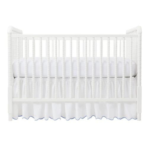 Cornflower Pique Scallop Crib Skirt