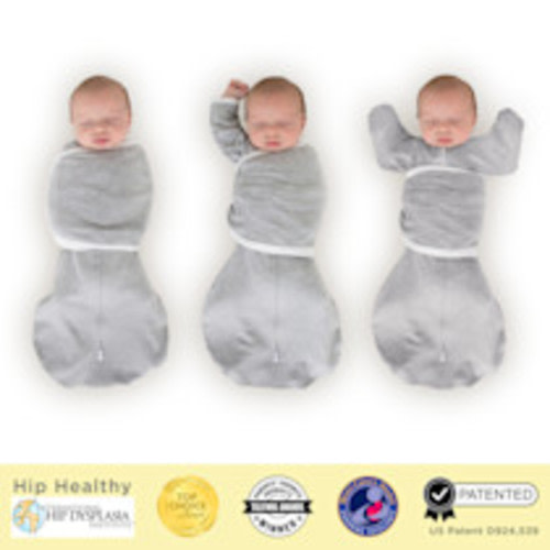 SwaddleDesigns Omni Swaddle Sack with Arms Up Half-Length Sleeves and Mitten Cuffs - Heathered Gray, Small 6-14 Lbs (0-3 Months)