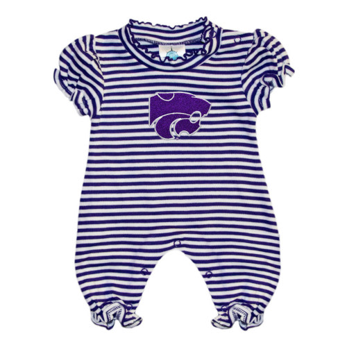 Baby Purple K-State Wildcats Stripe Puff Sleeve Short Sleeve One Piece