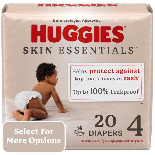 Huggies Skin Essentials Baby Diapers, Size 4 (22-37 lbs), 20 Count (Select for More Options)