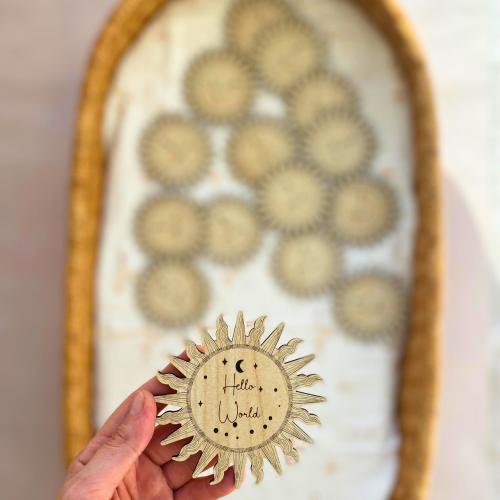 Wooden Baby Milestone Cards, Sun Monthly Discs, Newborn Photo Prop