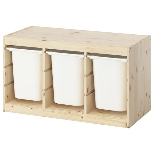 TROFAST Storage combination with boxes - light white stained pine/white 36 5/8x17 3/8x20 1/2 "