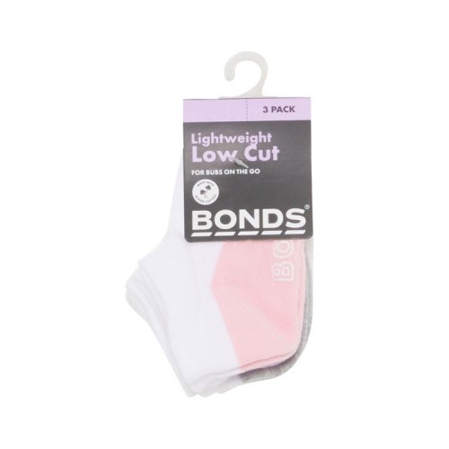 Bonds 3 Pack Socks Low Cut Pink/Grey/Purple | Baby Socks | Baby Bunting AU