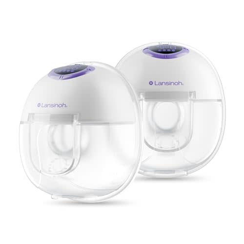 Lansinoh Discreet Duo Wearable Breast Pump, Hands Free Breast Pump, 4 Pumping Modes, 9 Levels Hospital Strength Suction, LED Display, Leak-Resistant Design, 2 Breast Flange Sizes Included: 24mm & 21mm