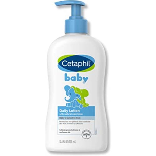 Cetaphil Baby Daily Lotion with Organic Calendula, NEW 13.5 fl oz, Vitamin E, Sweet Almond & Sunflower Oils, Mineral Oil Free, Paraben Free, Dermatologist Tested, Clinically Proven for Sensitive Skin