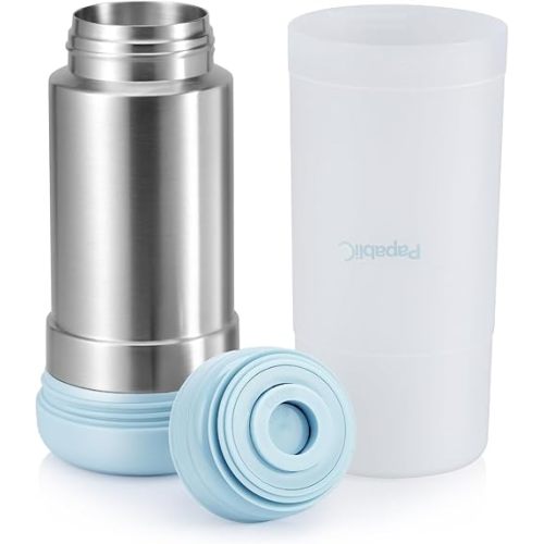 Papablic Portable Travel Baby Bottle Warmer On The Go, Fits Most Car Cup Holders, 12 OZ Stainless Steel Bottle Warmer, Leak-Proof, Safe & Easy to Clean