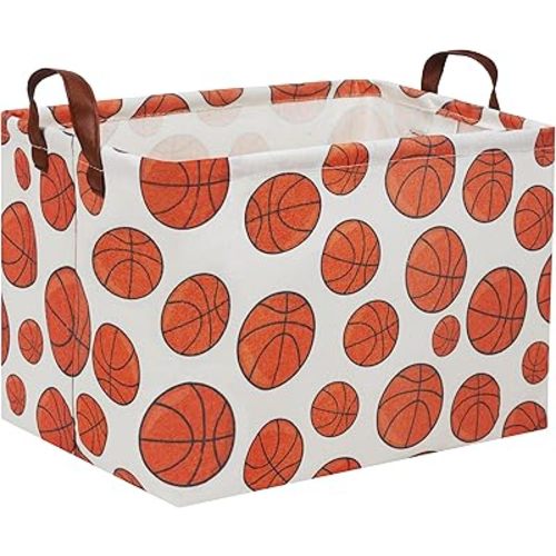 HIYAGON Rectangular Basketball Basket Kids Gift Basket Baby Boy Basket Kids Toy Storage Bin Basket Organizer Box Basketball Room Decor(Basketball)