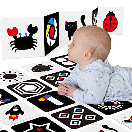 Newborn Toys High Contrast Baby Flashcards Tummy Time Baby Cards 0-6 Months Black and White Infant Toys 0-3-6 Months Montessori Sensory Cards 20 PCS 6''×6'' Visual Stimulation