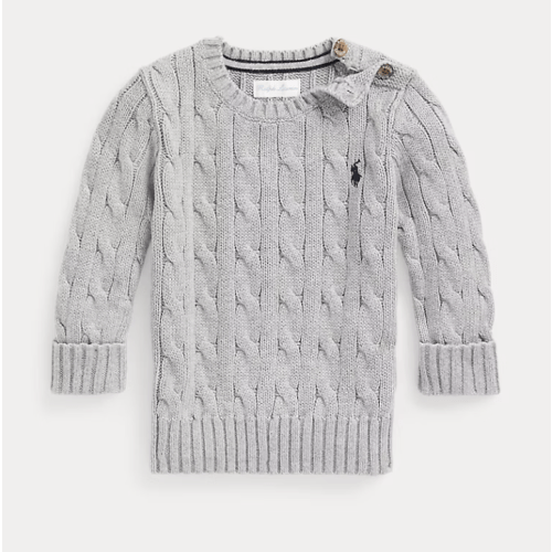 Ralph Lauren Cable-Knit Cotton Sweater, Size: 12M / Andover Heather (Gray)
