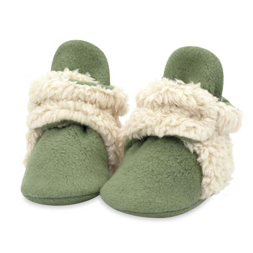 Cozie Furry Gripper Baby Bootie - Olive – Zutano