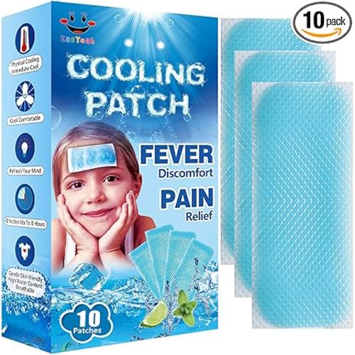 10 Sheets EasYeah Kids Cooling Patches for Fever Discomfort & Pain Relief, Cooling Relief Fever Reducer, Soothe Headache Pain, Pack of 10