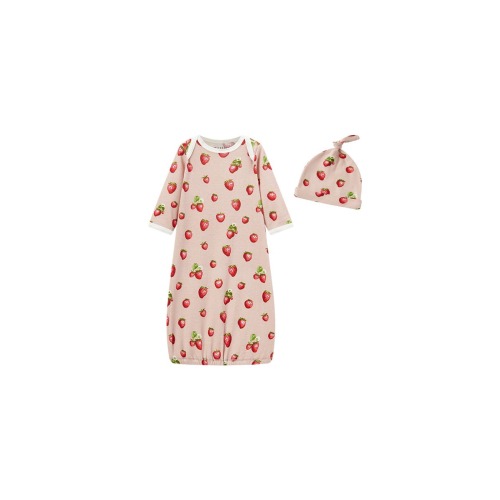 Organic Cotton Newborn Gown and Hat Set, 0-3M