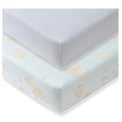 Good Night Sky Organic Cotton Crib Sheets Ice Flow