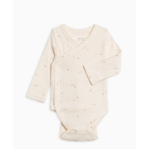 Hilda Brushed Back Pointelle Long Sleeve Kimono Bodysuit