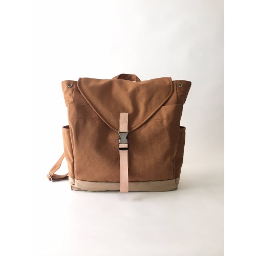 Cognac Brown Canvas Travel Backpack Zipper Leather strap Accent Backpack , 15" laptop Collage Satchel rucksack - Backpack Marken  | 108