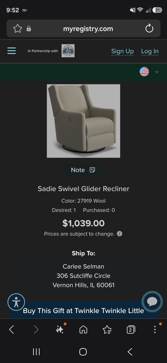 Sadie Swivel Glider Recliner