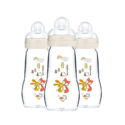 MAM Feel Good Glass Baby Bottle - Cream - 6oz/3pk