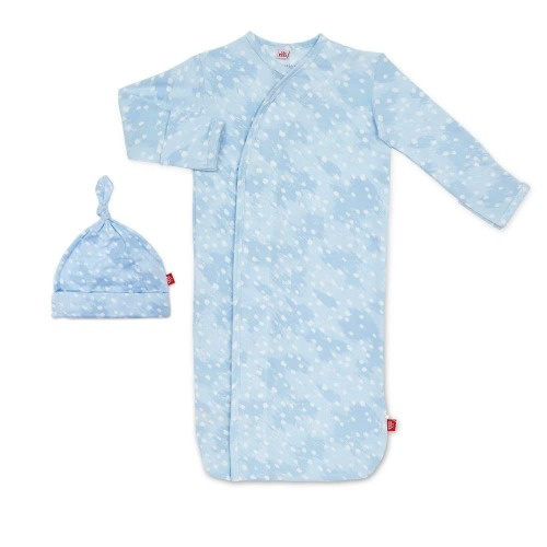 Blue Modal Magnetic Cozy Sleeper Gown + Hat Set (NB-3M)