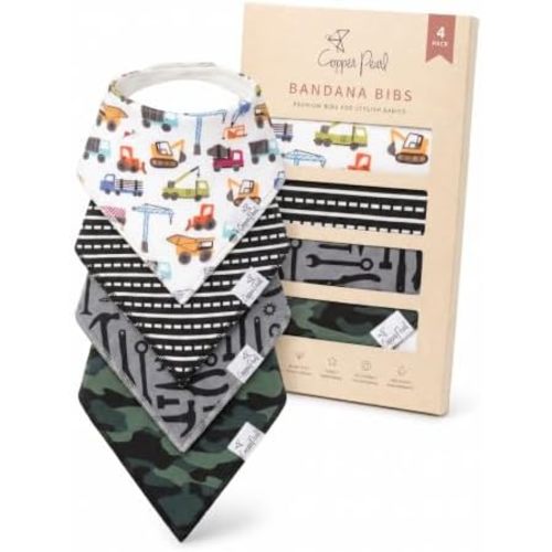 Copper Pearl Baby Bibs 4 Pack, Printed Bandana Drool Bibs for Baby Girl & Boy, Soft Cotton Drooling Teething Bibs