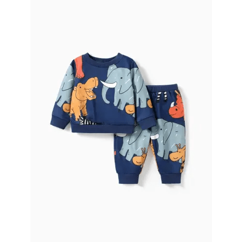 2pcs Baby Boy Animal-patterned Childlike Style Set
