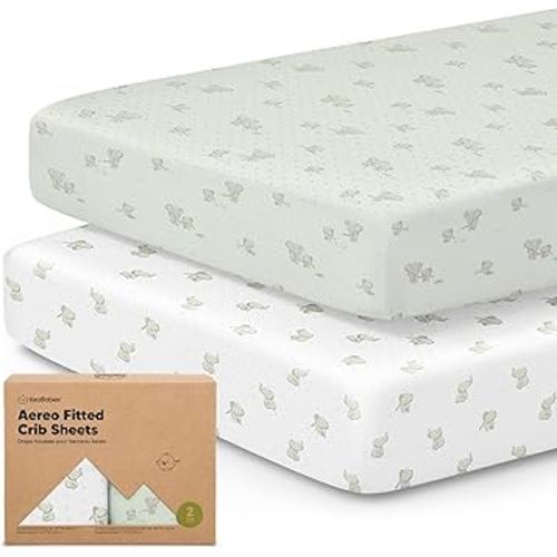 KeaBabies 2-Pack Fitted Crib Sheets for Boys, Girls, Baby - Soft Bamboo Viscose Cotton, 52x28 Standard Crib Mattress Sheets, Toddler Bed Mattress Cover, Gender Neutral, Breathable, Durable (Elly)