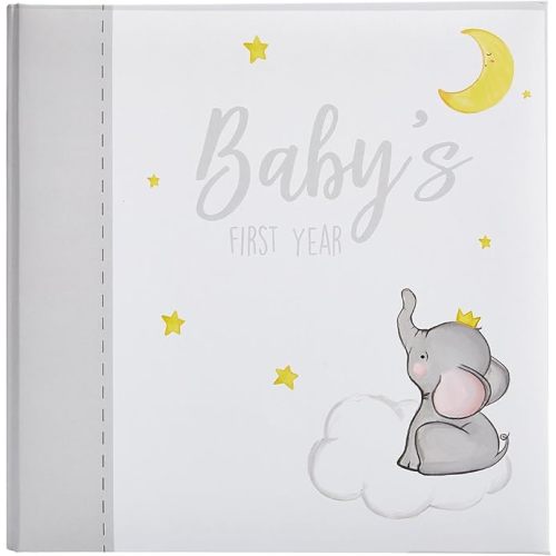Kate & Milo Baby’s First Year Baby Memory Journal, Gender-Neutral Keepsake, Baby Milestone Memory Book and Photo Album, Perfect for Baby Showers, For New and Expecting Parents, Sky and Elephant