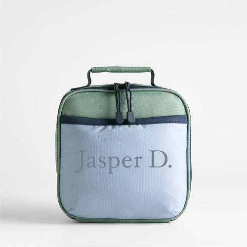 Personalized Dreamer Green and Blue Colorblock Standard Soft Insulated Kids Lunch Box