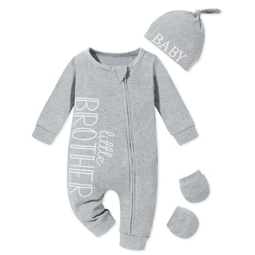 FoWear Baby Boy Clothes Letter Print One Piece Romper Baby Coming Home Outfits with Hat Newborn Boy Outfits