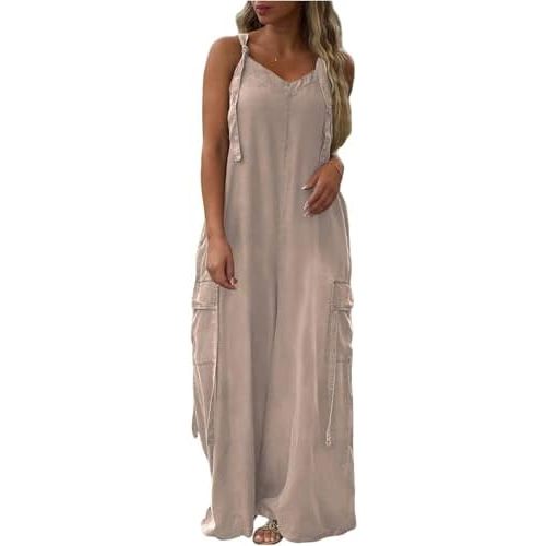 Oversized Wide Leg Overalls for Women Loose Fit Adjustable Strap Casual Jumpsuits Baggy Flowy Palazzo Pants Rompers