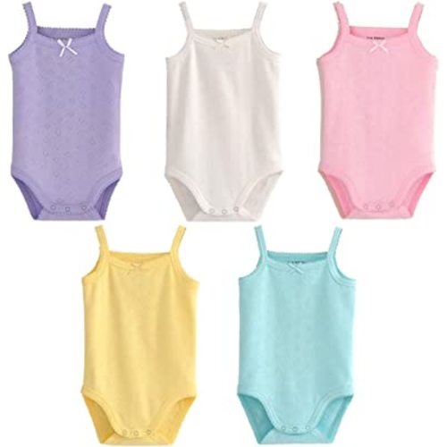 Baby Girls Spaghetti Strap Bodysuit Sleeveless Baby Tank Top Cotton Baby One-Pieces Pack of Summer Baby Clothes Outfit