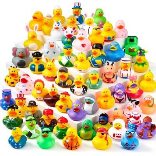 Syncfun 15 Pcs Rubber Ducks Bath Toys Birthday Gifts for Kids, Random Assortment Mini Rubber Duckie Toys with Mesh Carry Bag