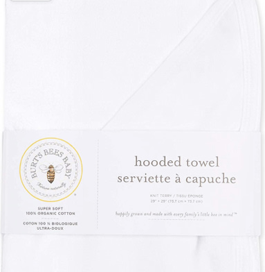 Burt's Bees Baby - Hooded Towel, Absorbent Knit Terry, Super Soft Single Ply, 100% Organic Cotton (Cloud White)