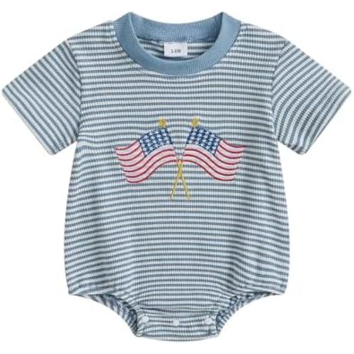 Baby Boy 4th of July Outfit Newborn Bubble Romper American Flag Bodysuit Fourth Of July USA Summer Clothes