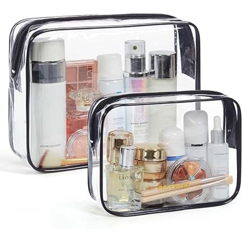 BAGSMART Clear Toiletry Bag, TSA Approved Travel Toiletry Bag Carry On Travel Accessories Bag Airport Airline Quart Size Bags water-resistant Makeup Bag for Women