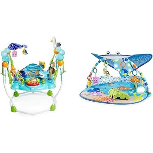 Bright Starts Disney Baby Finding Nemo Sea of Activities Jumper, Ages 6 months + & Disney Baby Finding Nemo Mr. Ray Ocean Lights & Music Gym, Ages Newborn +