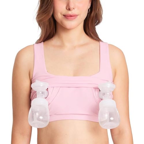 MOMANDA Pumping Bra Longline Square Neck Sleeveless Maternity Workout Tank Tops for Women Sweet Pink Medium