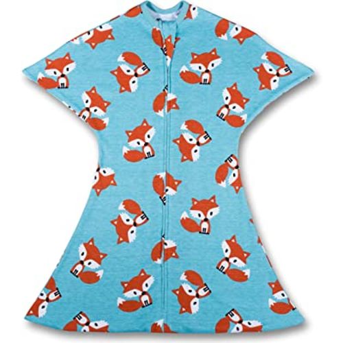 SleepingBaby Zipadee-Zip Swaddle Transition Baby Swaddle Blanket with Zipper, Cozy Baby Sleep Sack Wrap (Medium 6-12 Months | 18-26 lbs, 29-33 inches | Friendly Fox)