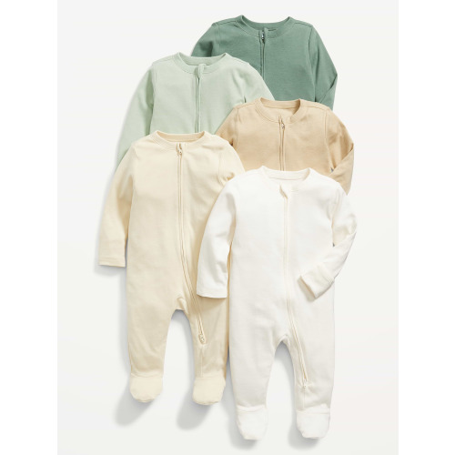 Unisex 2-Way-Zip Sleep & Play Footed One-Piece 5-Pack for Baby