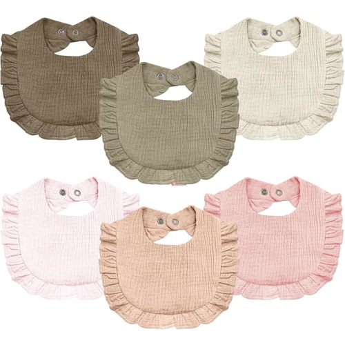 Baby Muslin Bibs,6 Pcs Drool Bandana Bibs for Baby Girl Drooling and Teething,Soft and Absorbent Cotton for Newborn
