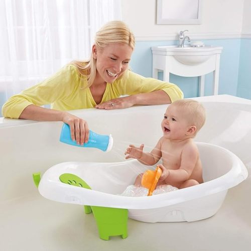 Fisher-Price 4-in-1 Sling 'n Seat Tub, Green, Convertible Baby to Toddler Bath Tub with Seat and Toys - Standard Packaging
