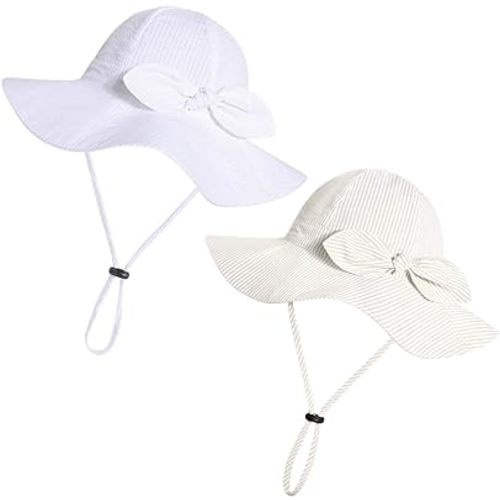 Baby Girl Sun Hat with UPF 50+ Outdoor Adjustable Beach Hat with Wide Brim Bucket Hats