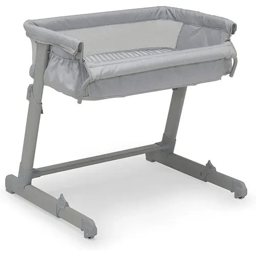 GAP babyGap Whisper Bedside Bassinet Sleeper with Breathable Mesh and Adjustable Heights - Lightweight Portable Crib - Made with Sustainable Materials, Grey Stripes