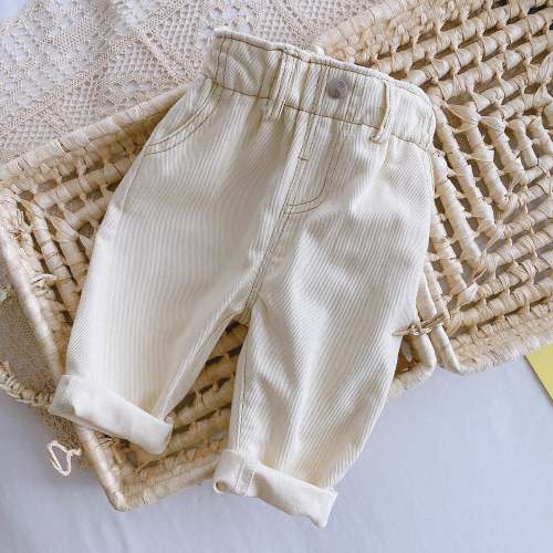 Boho Casual Denim Pants – color Beige in size 6-12M