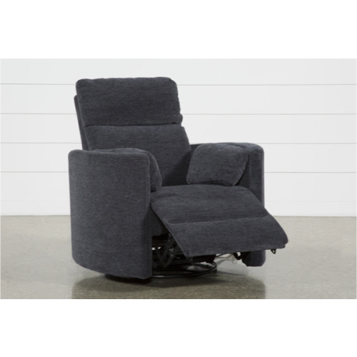 Rayna Ink Blue Nursery Power Swivel Glider Recliner with USB | Rocker | Living Spaces
