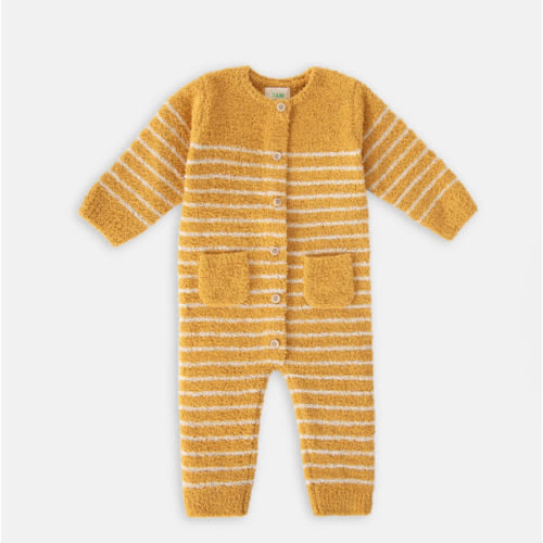 Long Sleeve Striped Jumpsuit - Fuzzy