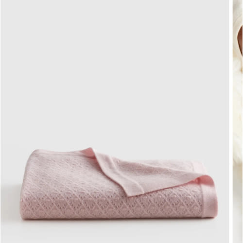 Washable Cashmere Pointelle Baby Blanket