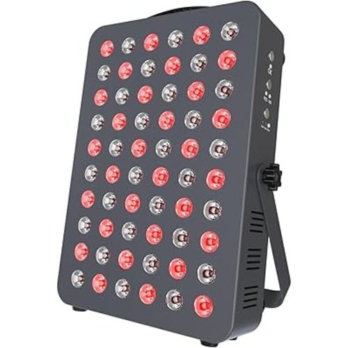 Hooga Red Light Therapy for Face and Body, 660nm 850nm, Built in Timer, 60 LEDs, High Power Panel for Pain Relief, Sleep, Skin Health, Anti-Aging, Energy, Recovery. Hanging Kit and Handle. HG300.